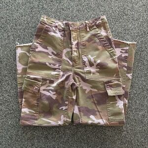 Hollister Jeans Womens 3 26x26 Ultra High Rise Mom Camo Cargo Stretch Pink Brown